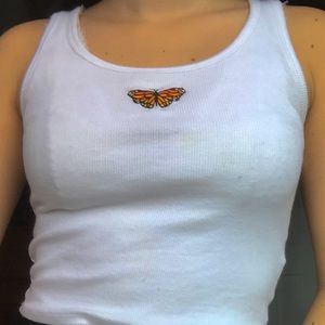 White butterfly tank top